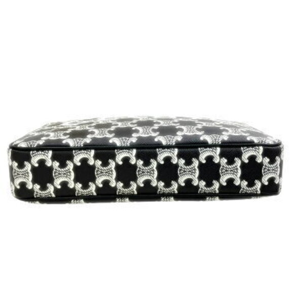 Celine Triomphe Messenger Bag Shoulder Canvas Leather Black Brown - Picture 8 of 9